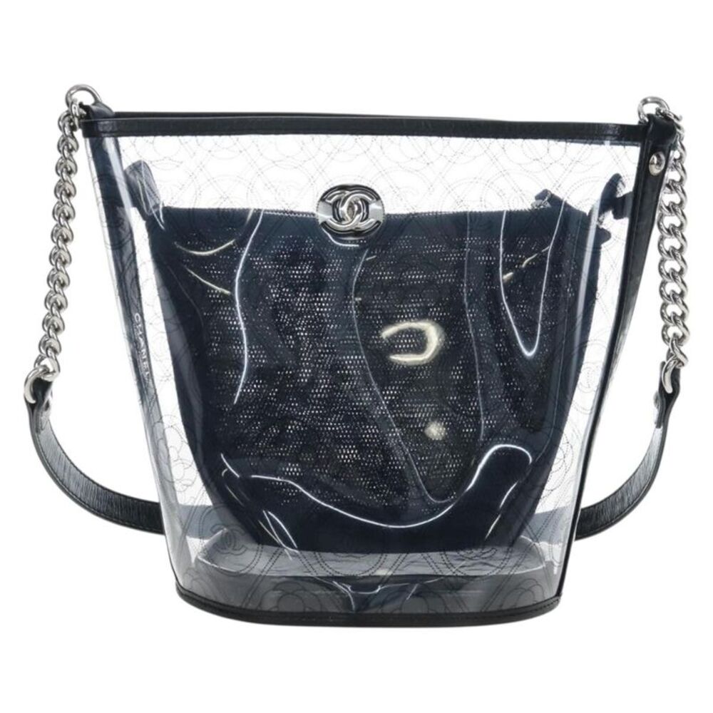 Chanel Camellia Coco Bucket Printed Pvc Clear Plastic Shoulder Bag Bag